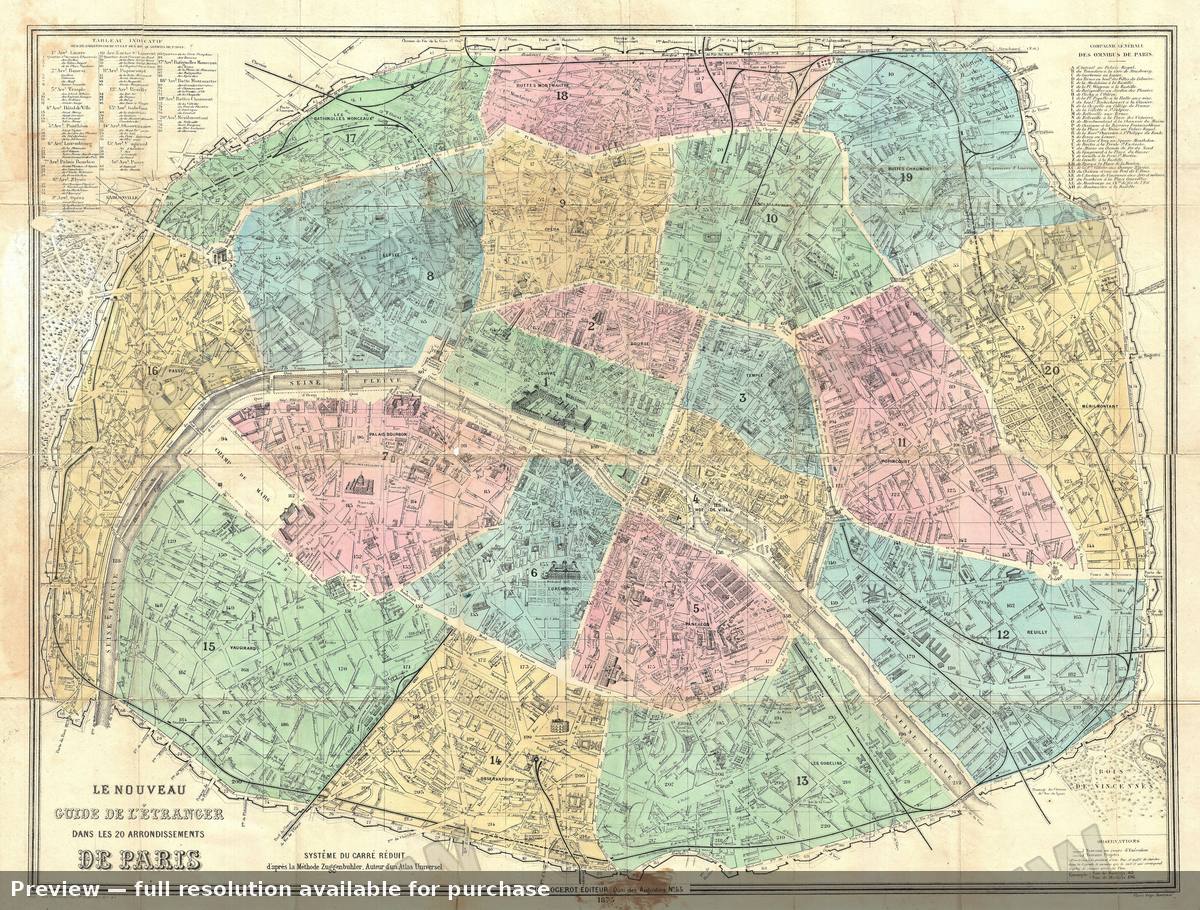 Antique map: Paris, 1873, 1873