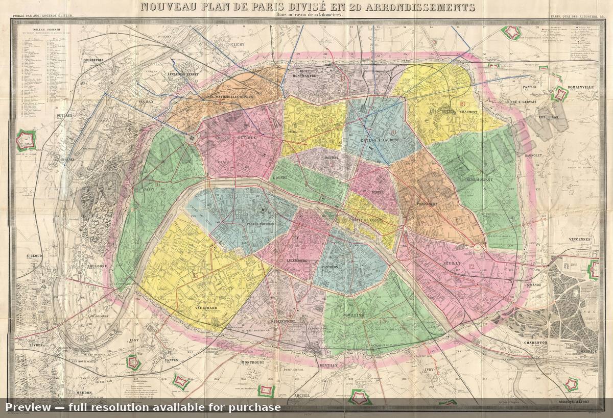 Antique map: Paris, 1878, 1878