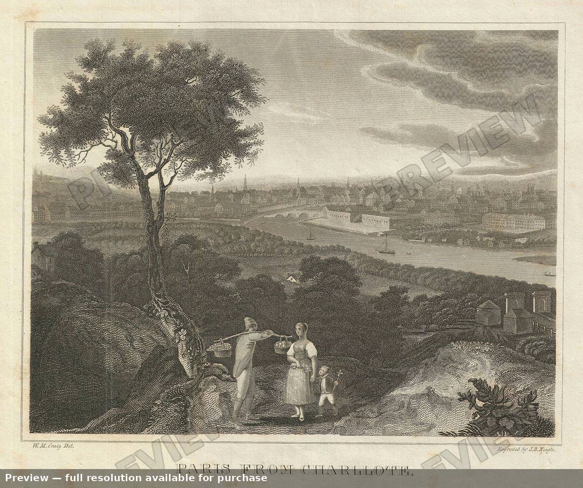 Antique map: Paris, 1828