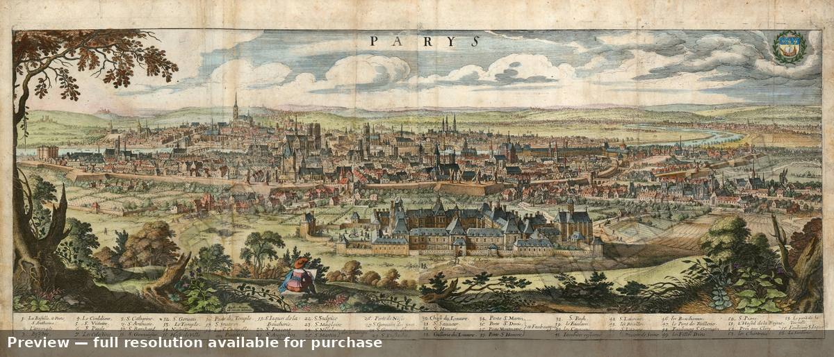 Antique map: Paris, 1638, 1638