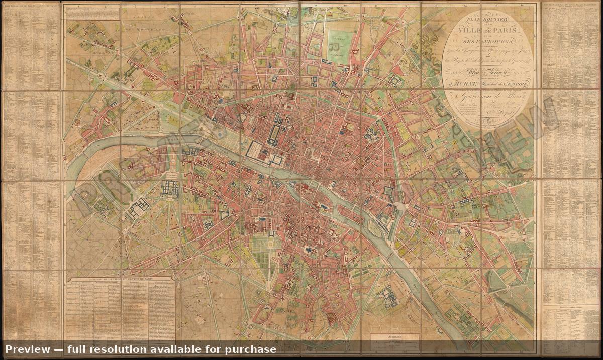 Antique map: Paris, 1808, 1808
