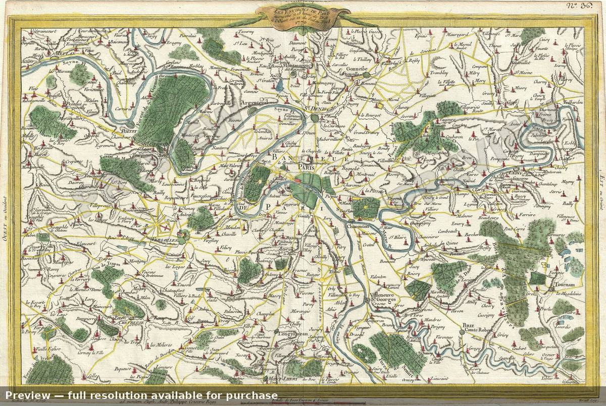 Antique map: Paris, 1770, 1770