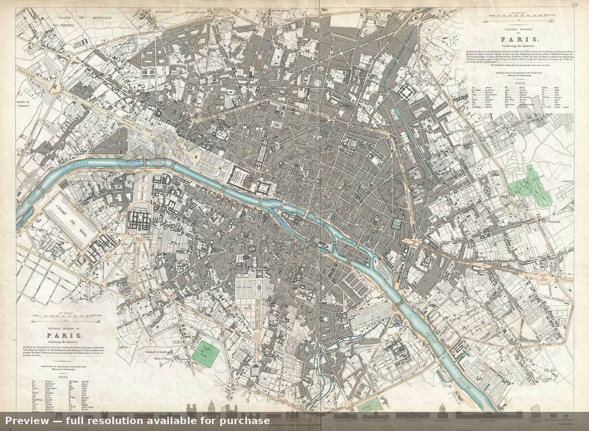 Antique map: Paris, 1834, 1834
