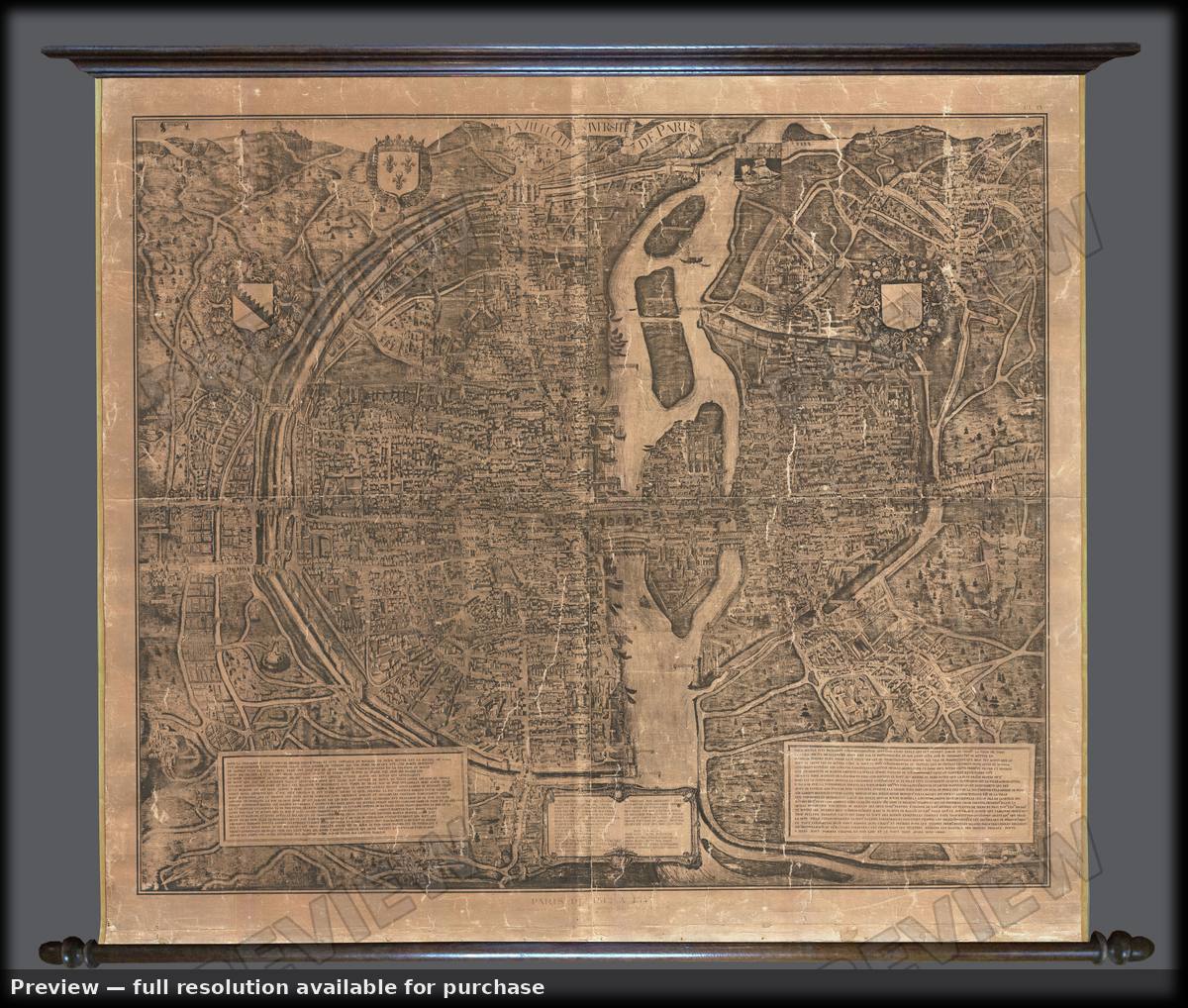 Antique map: Paris 1550tapisserie, 1880, 1880