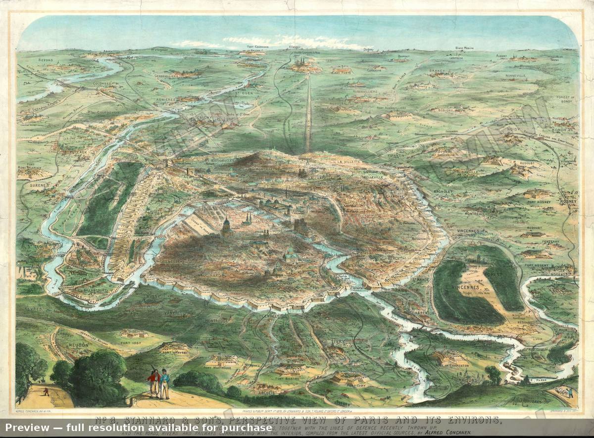 Antique map: Paris And Environs, 1870, 1870
