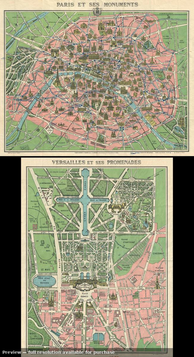 Antique map: Paris Et Ses Monuments, 1925, 1925