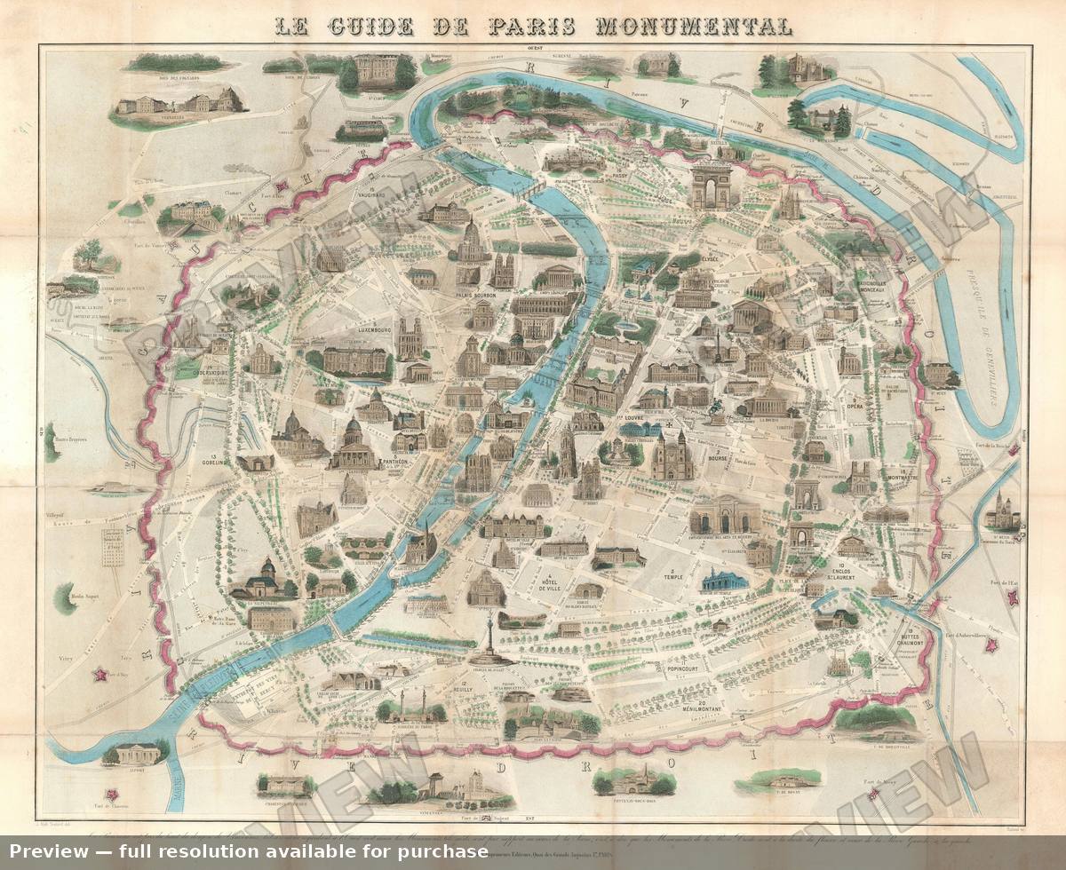 Antique map: Paris Monumental, 1878, 1878
