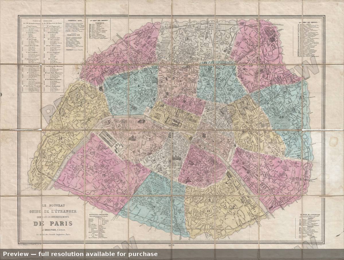Antique map: Paris Nouveau, 1878