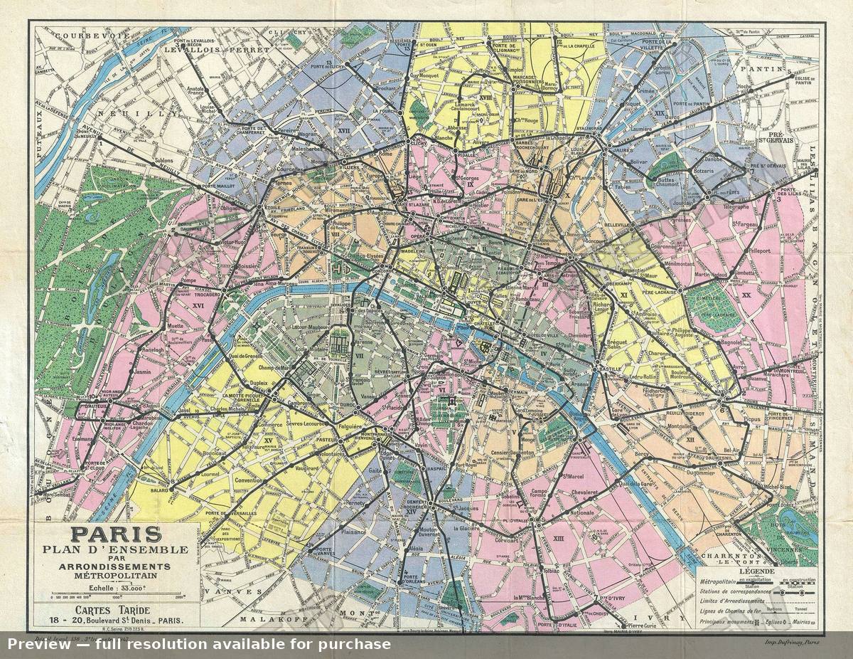 Antique map: Paris Plan, 1947, 1947