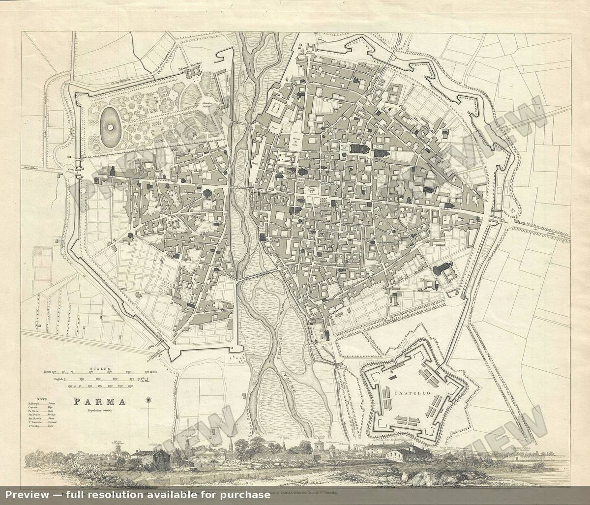Antique map: Parma, 1840, 1840