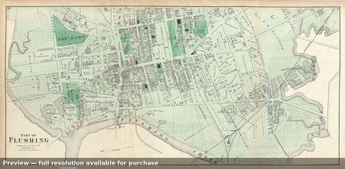 Antique map: Part Of Flushing, 1873, 1873