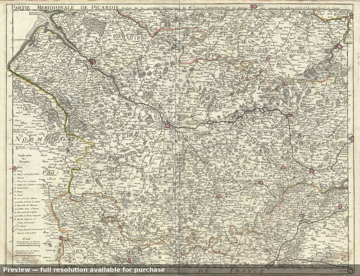 Antique map: Partie Meridionale Picardie, 1712, 1712
