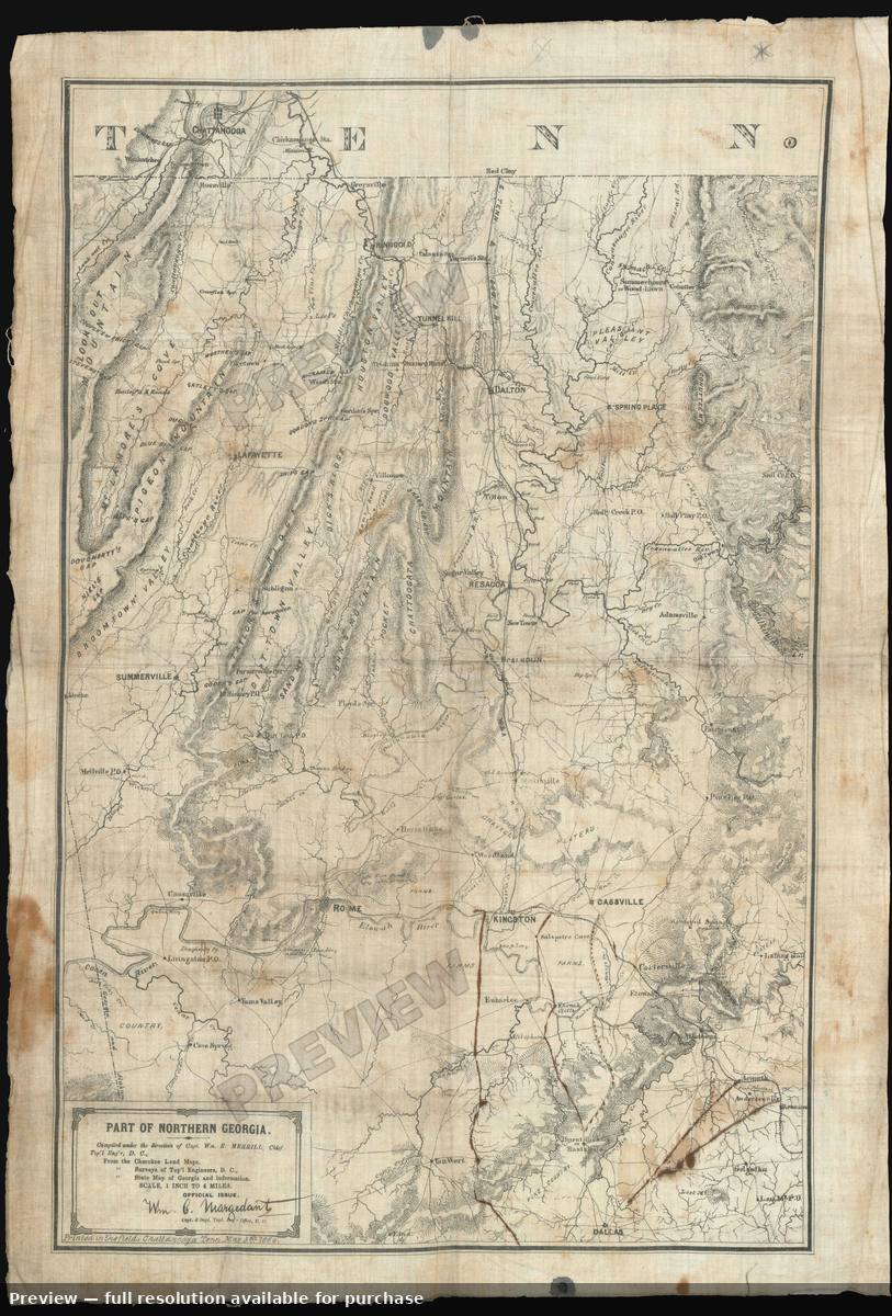 Antique map: Partof Northern Georgia, 1864, 1864