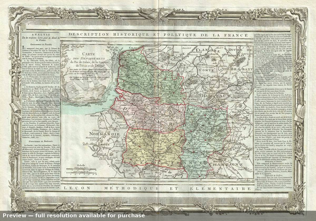 Antique map: Pas De Calais Somme, 1786