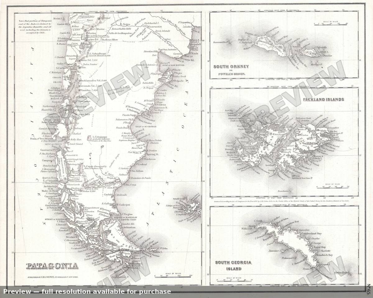 Antique map: Patagonia, 1855, 1855