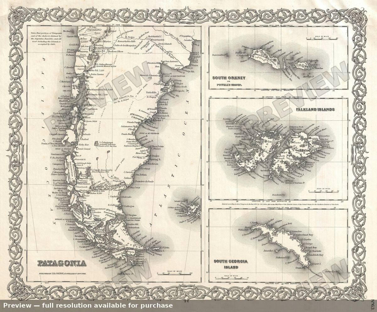 Antique map: Patagonia, 1855, 1855