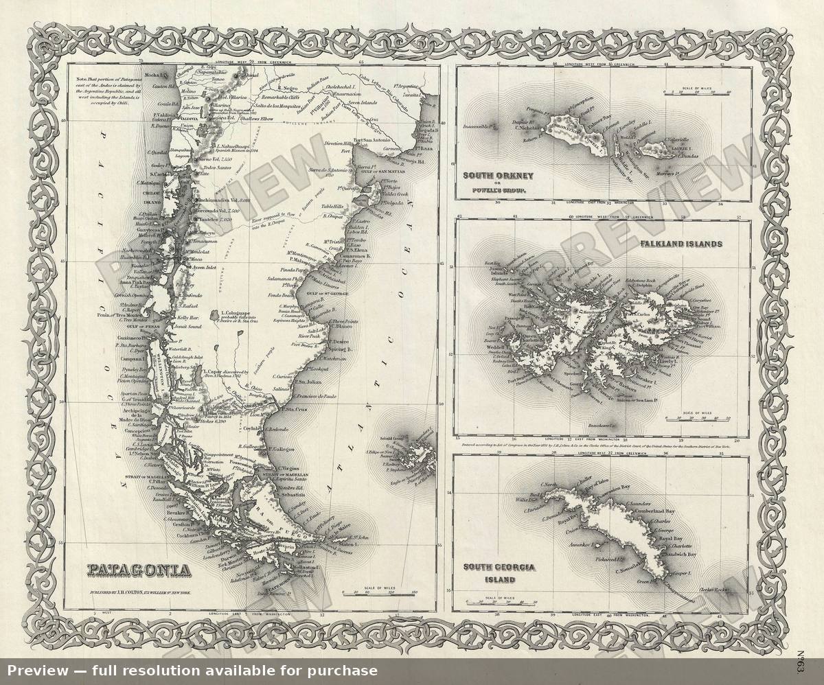 Antique map: Patagonia, 1856, 1856