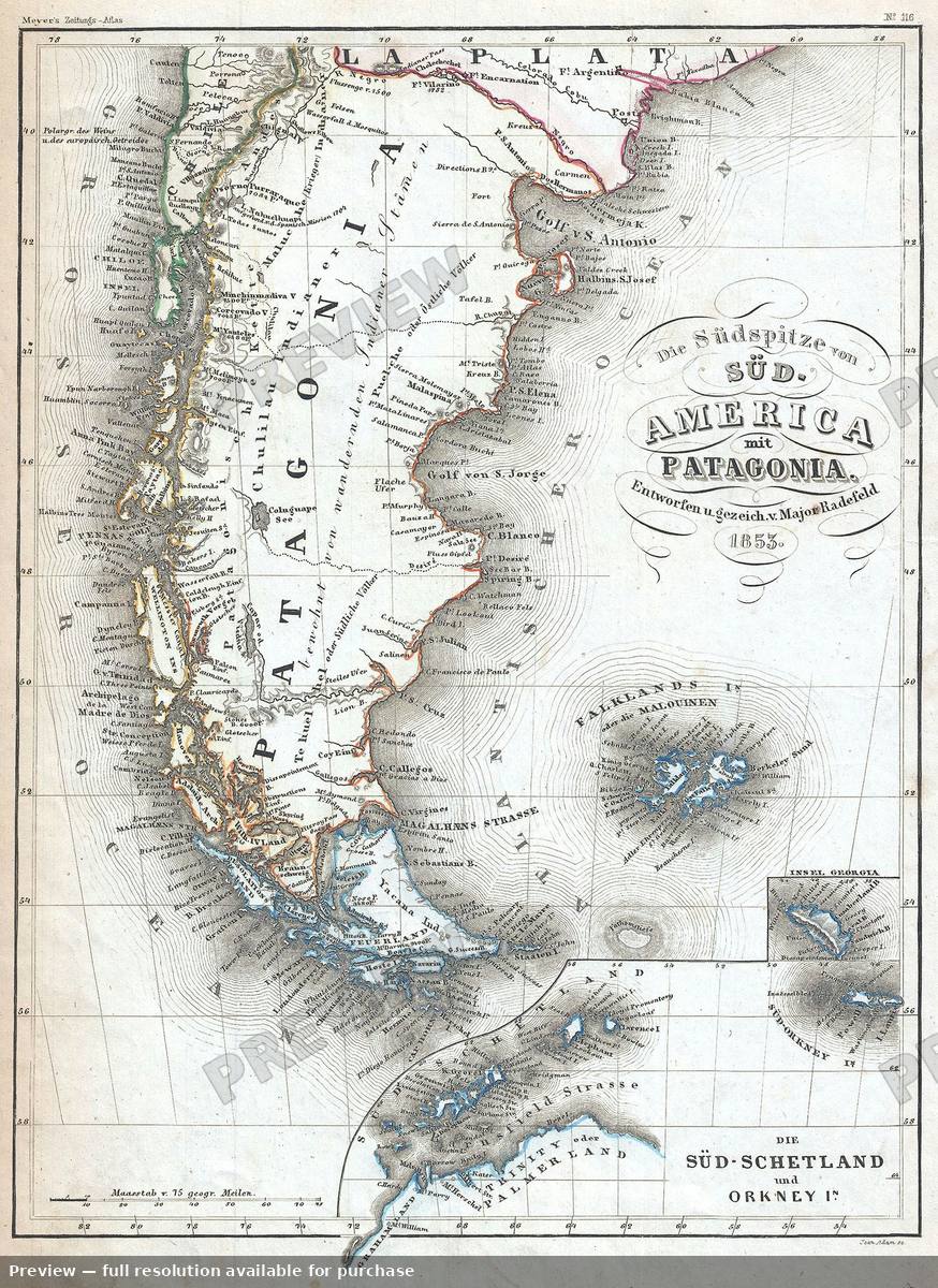Antique map: Patagonia, 1853
