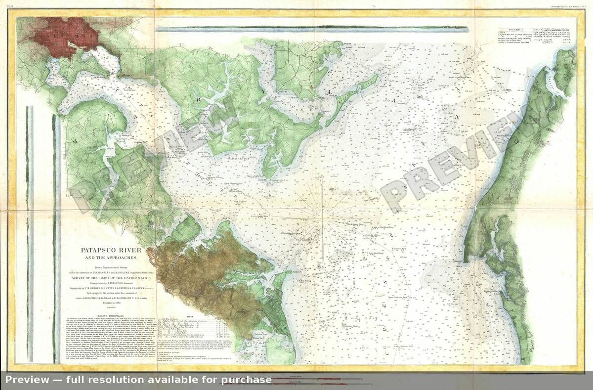 Antique map: Patapsco River, 1856, 1856
