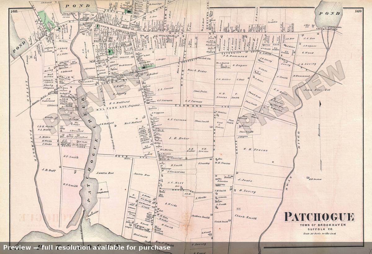 Antique map: Patchogue, 1873, 1873