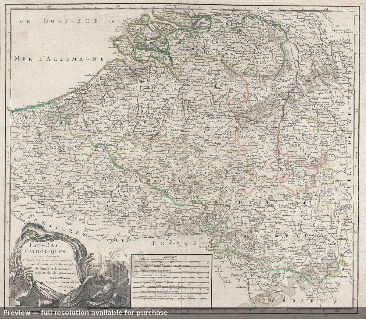 Antique map: Pays Bas Catholiques, 1751, 1751
