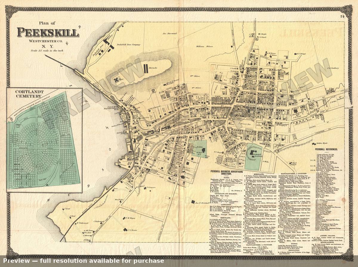 Antique map: Peekskill, 1867
