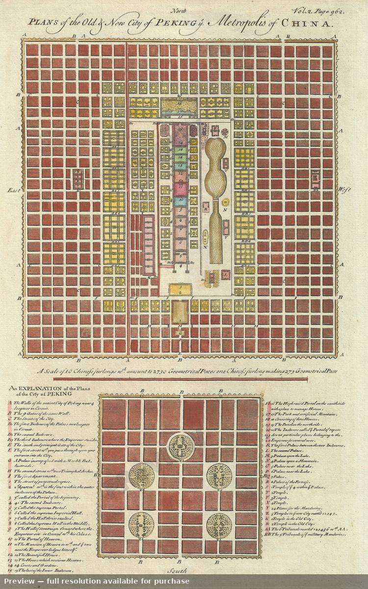 Antique map: Peking Beijing, 1744