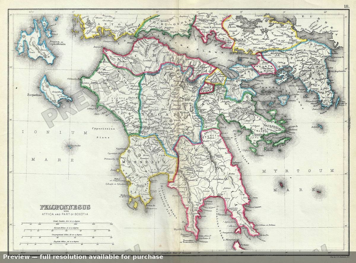 Antique map: Peloponnese, 1867