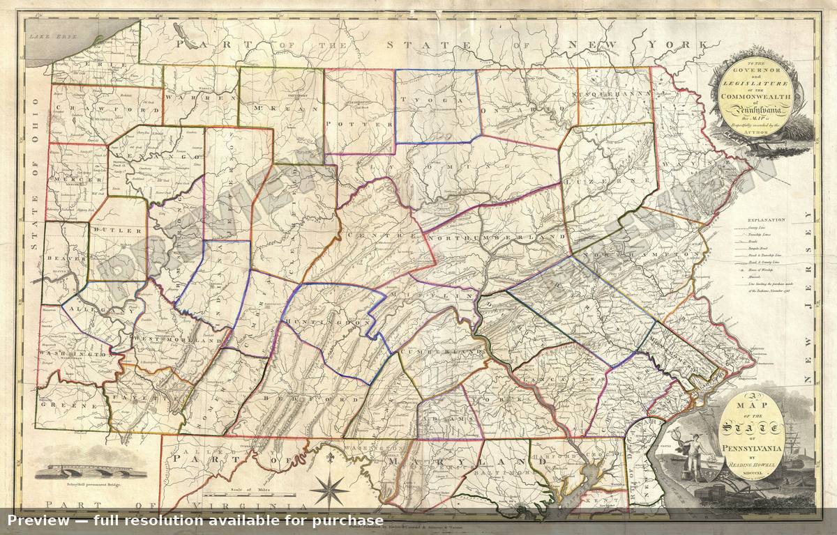 Antique map: Pennsylvania, 1811, 1811