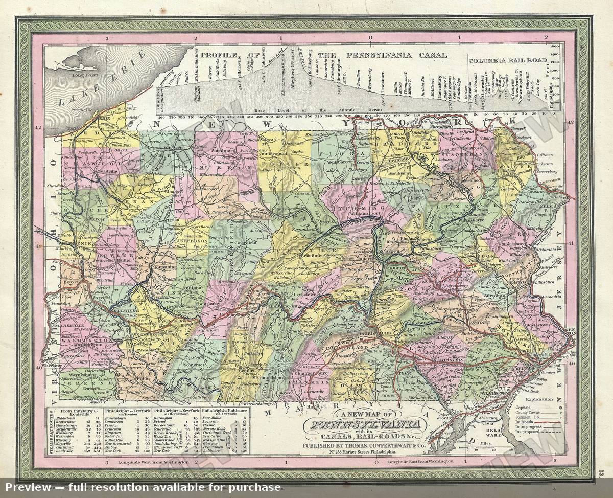 Antique map: Pennsylvania 2, 1854, 1854