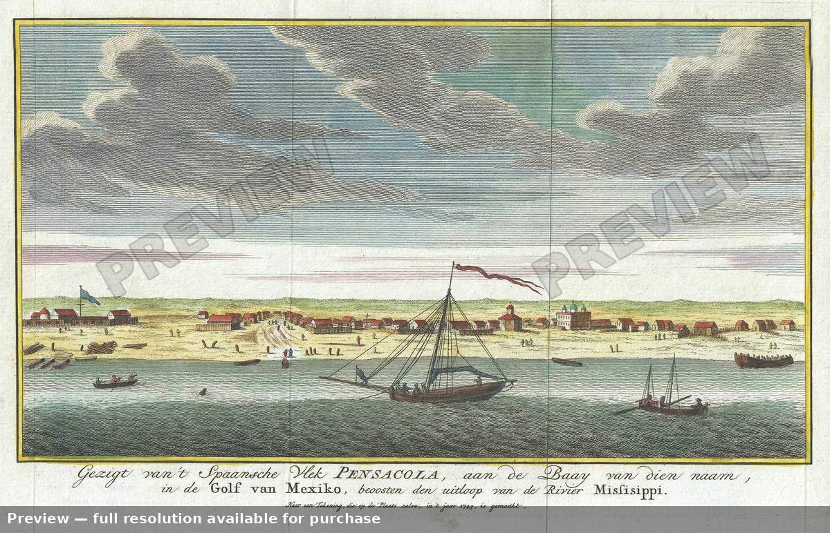Antique map: Pensacola, 1743, 1743