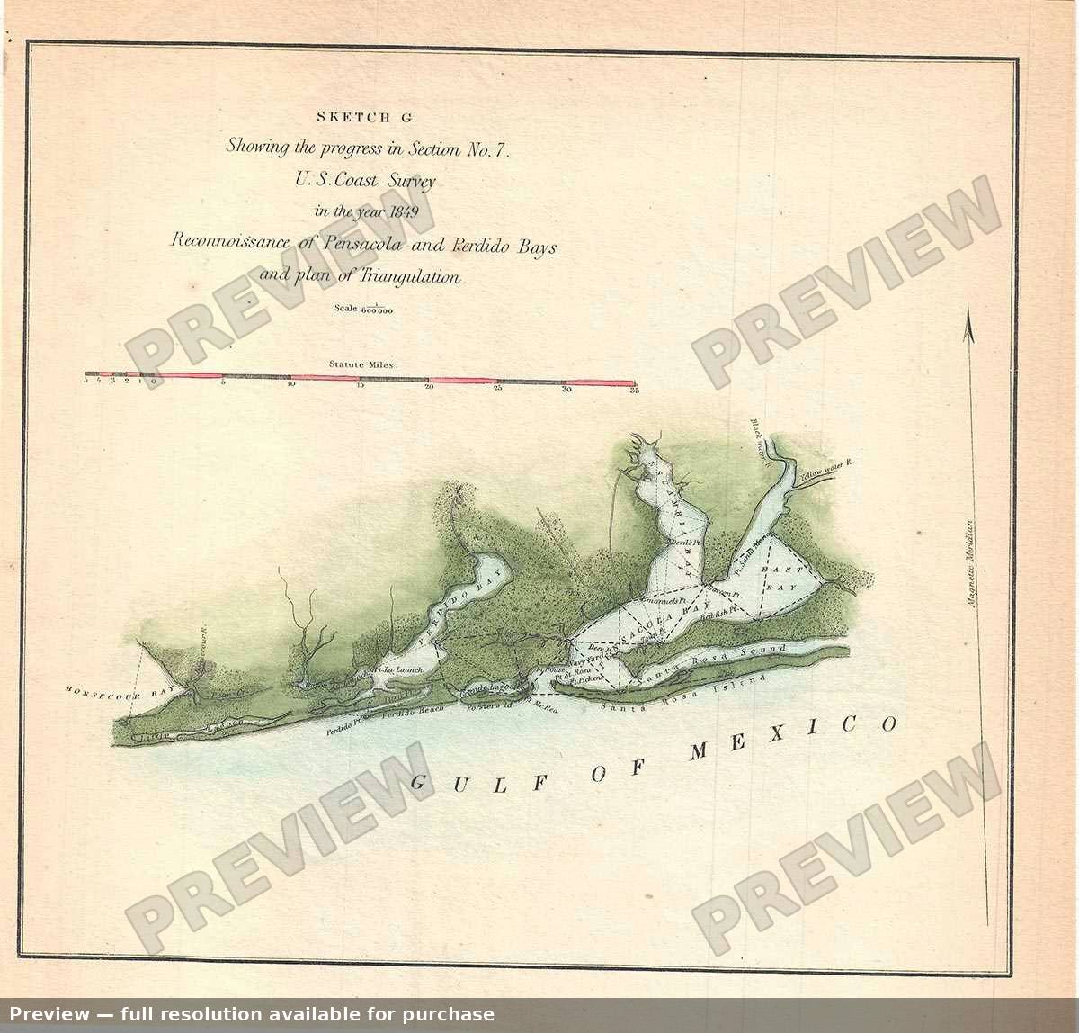 Antique map: Pensacola, 1849, 1849