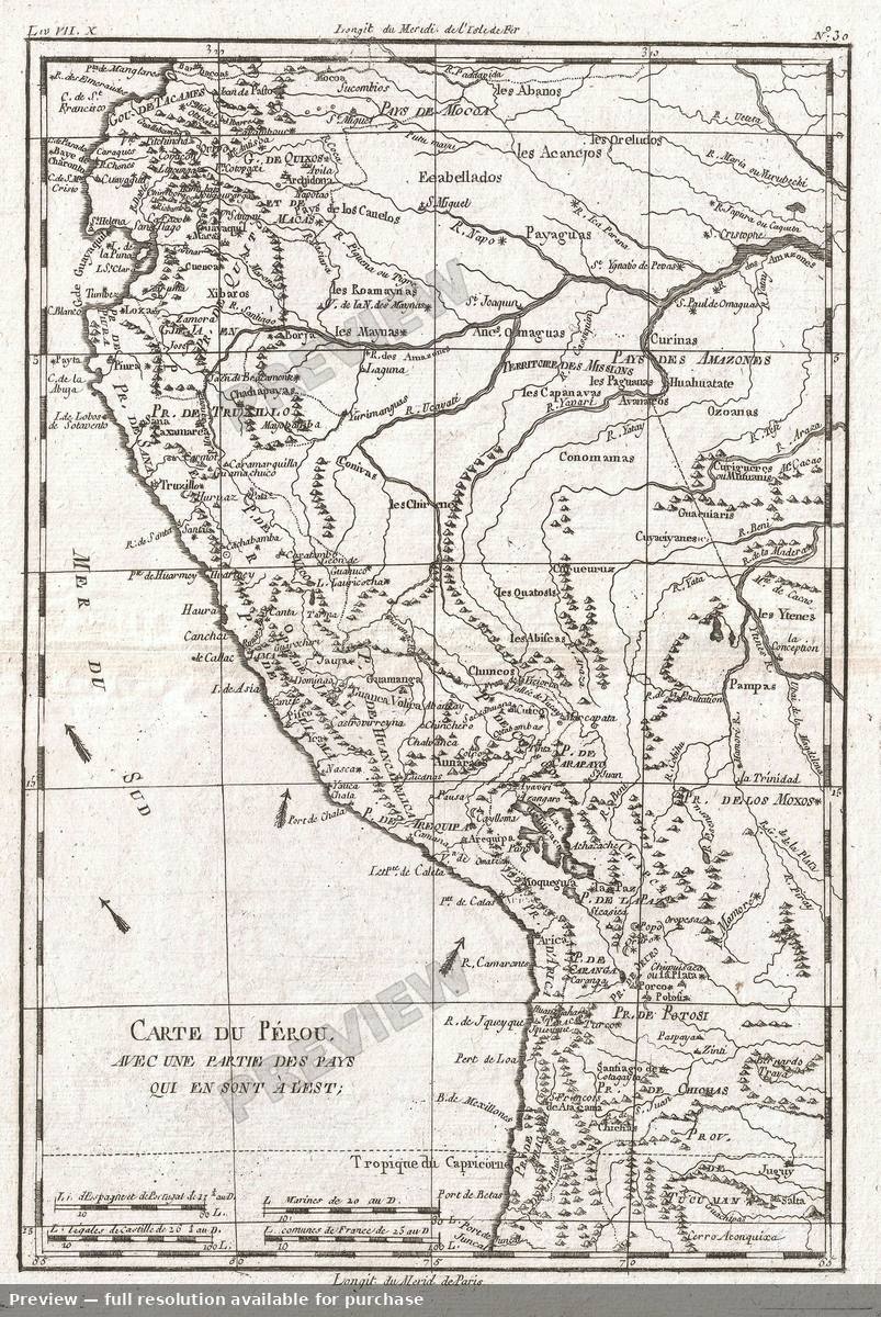 Antique map: Perou, 1780, 1780