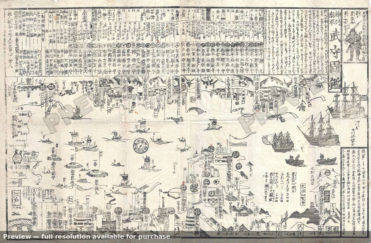 Antique map: Perry Kawaraban, 1854, 1854
