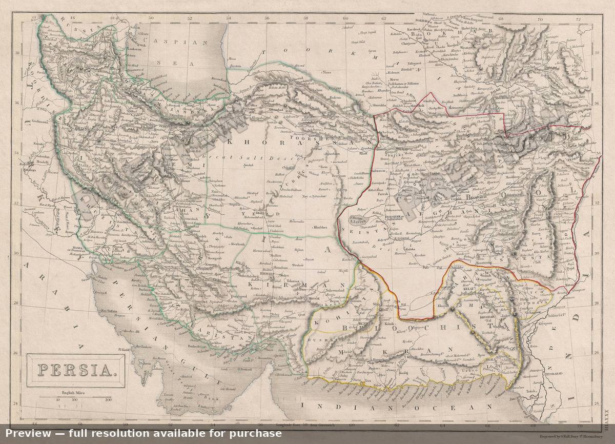 Antique map: Persia, 1840