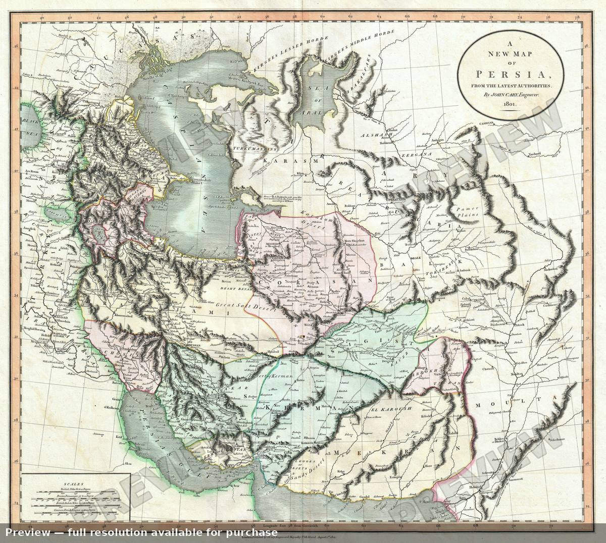 Antique map: Persia, 1801
