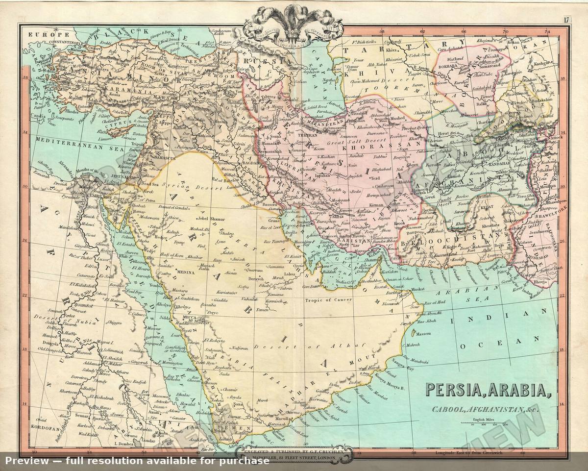 Antique map: Persia, 1850