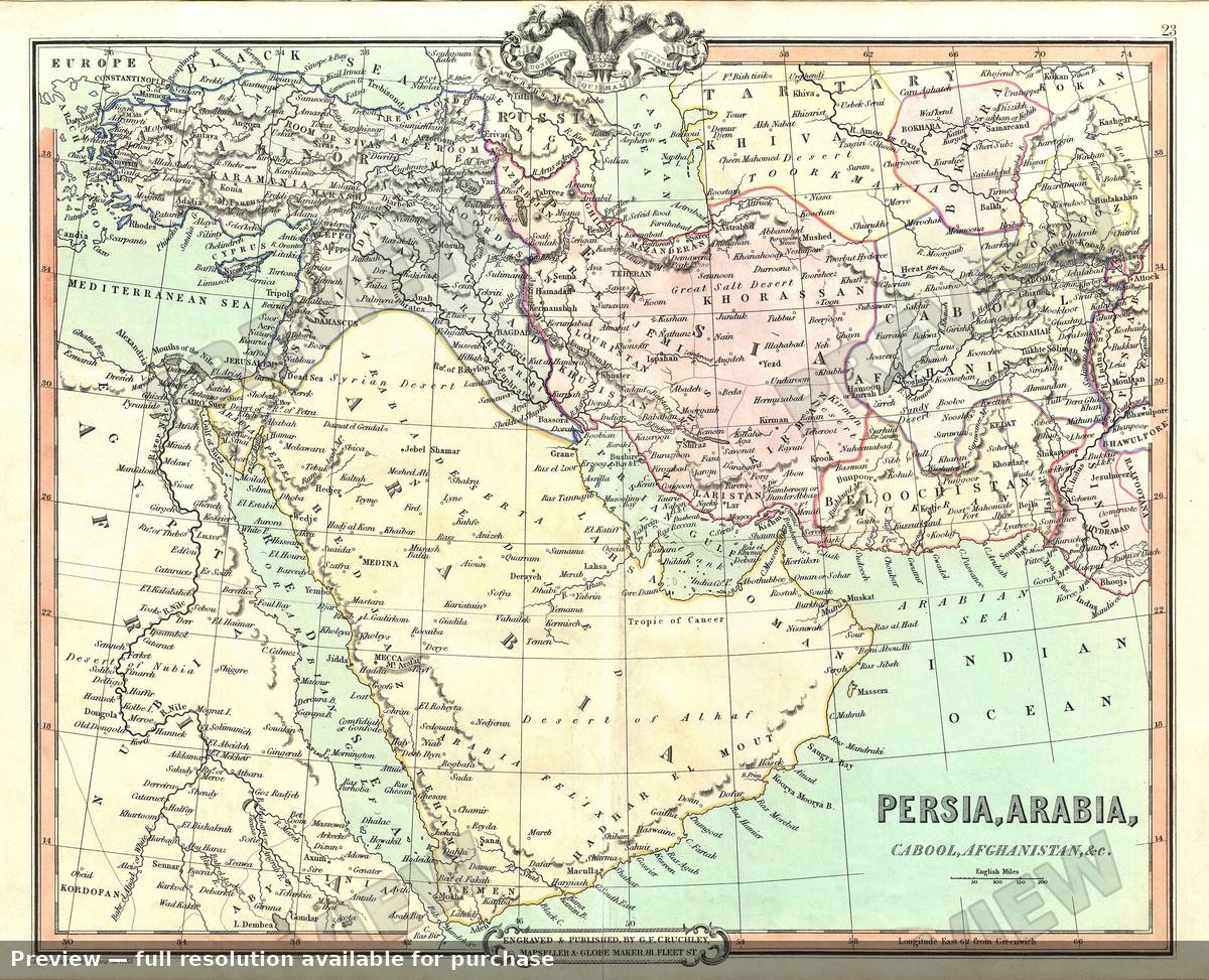 Antique map: Persia, 1853