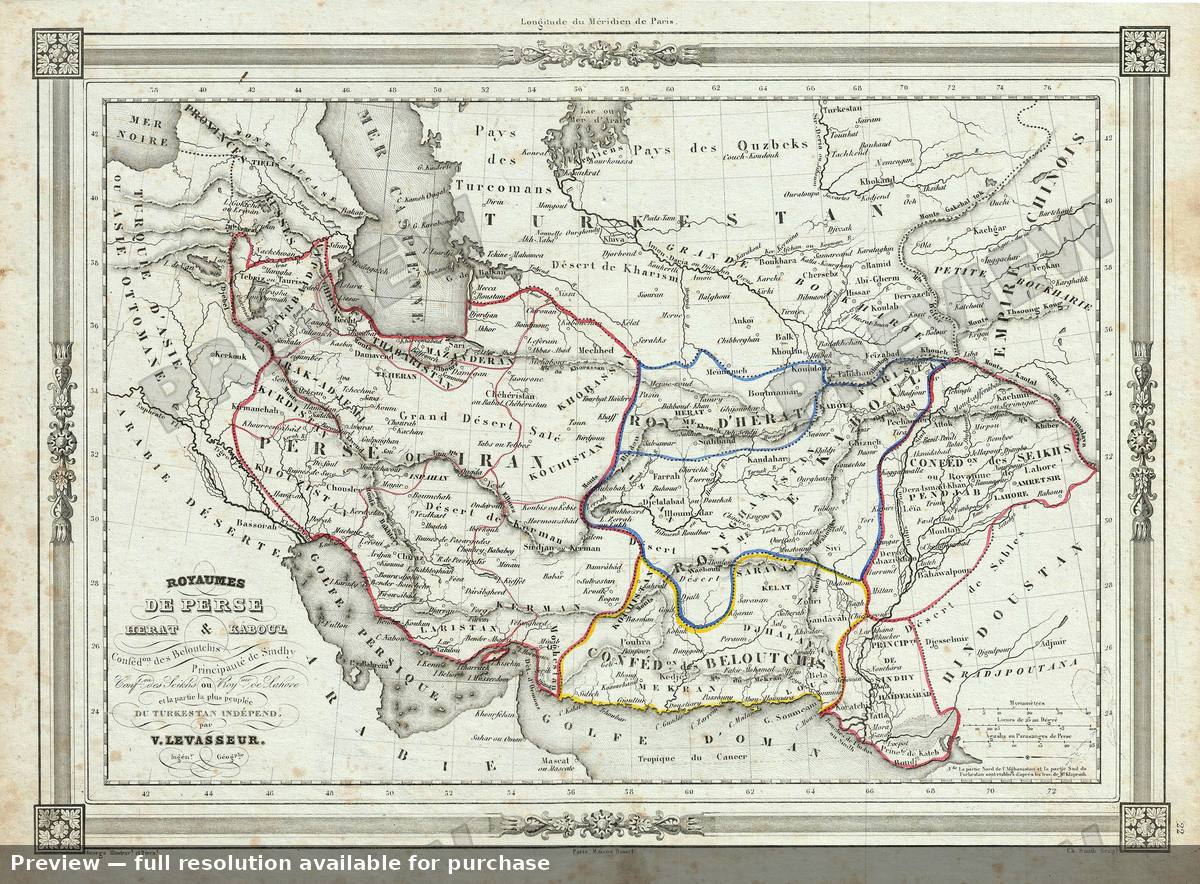 Antique map: Persia, 1852, 1852