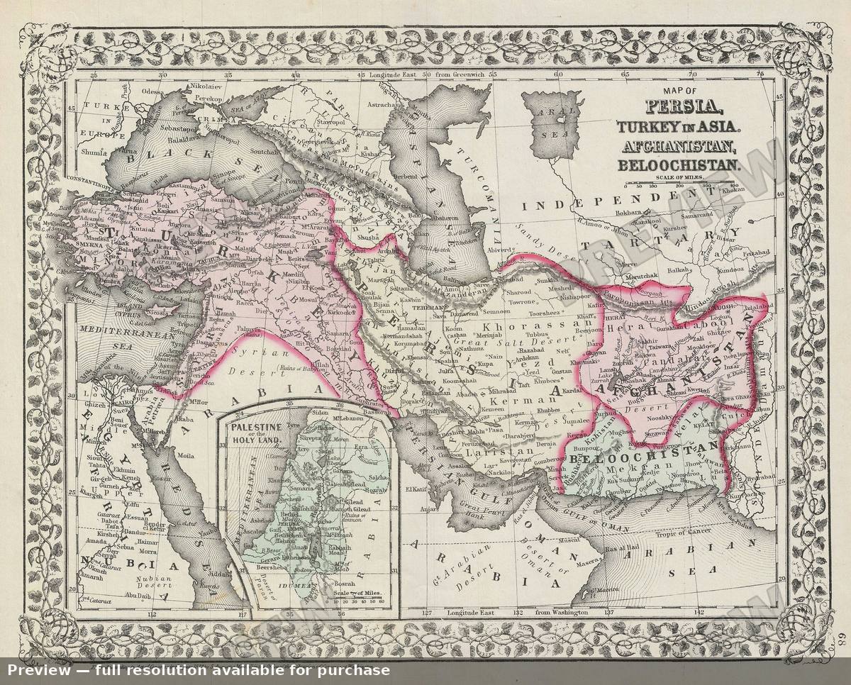 Antique map: Persia, 1872, 1872