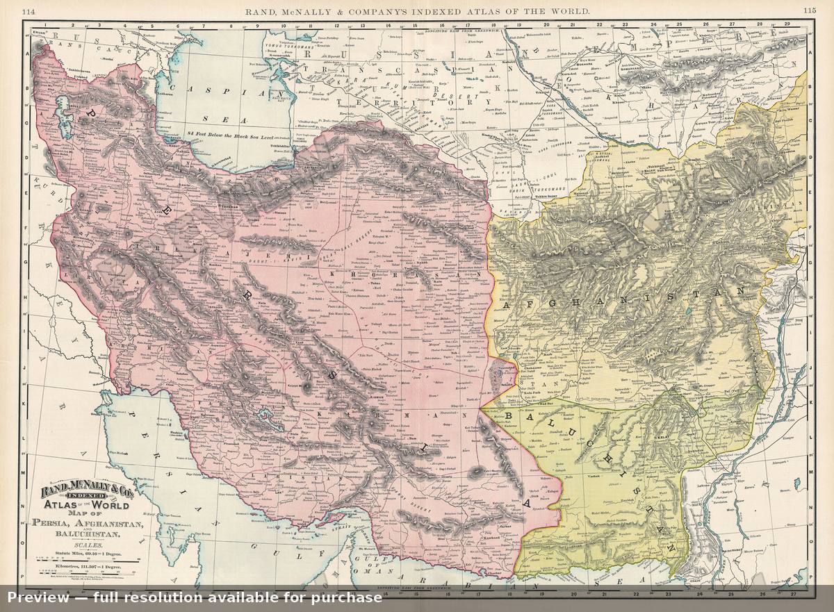 Antique map: Persia, 1895, 1895