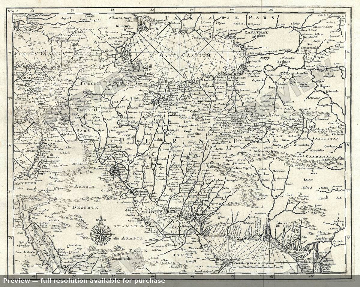 Antique map: Persia, 1726