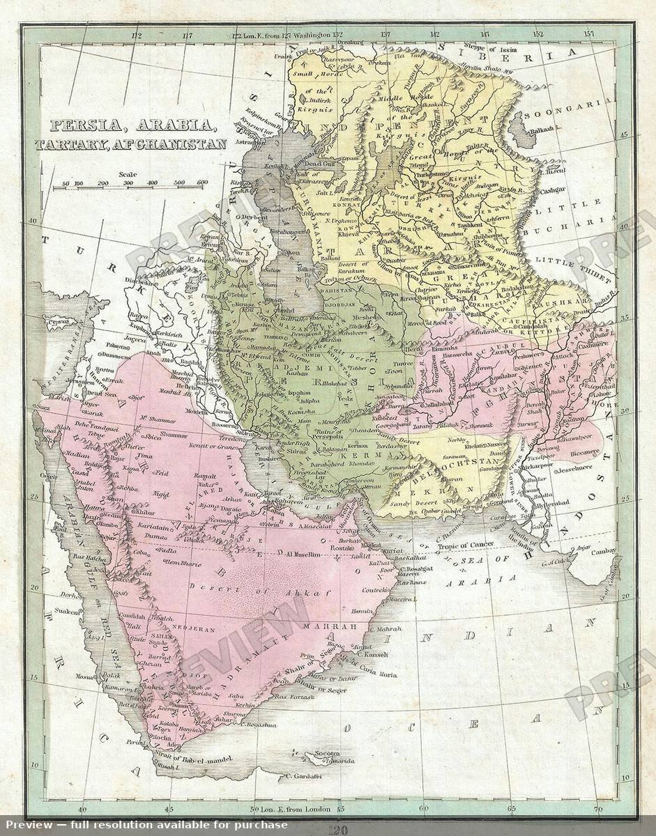 Antique map: Persia Arabia, 1835, 1835