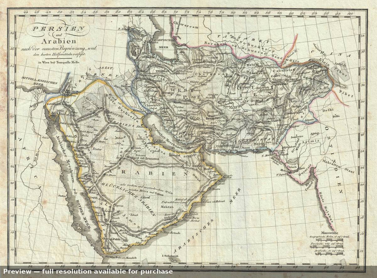 Antique map: Persia Arabia, 1818, 1818