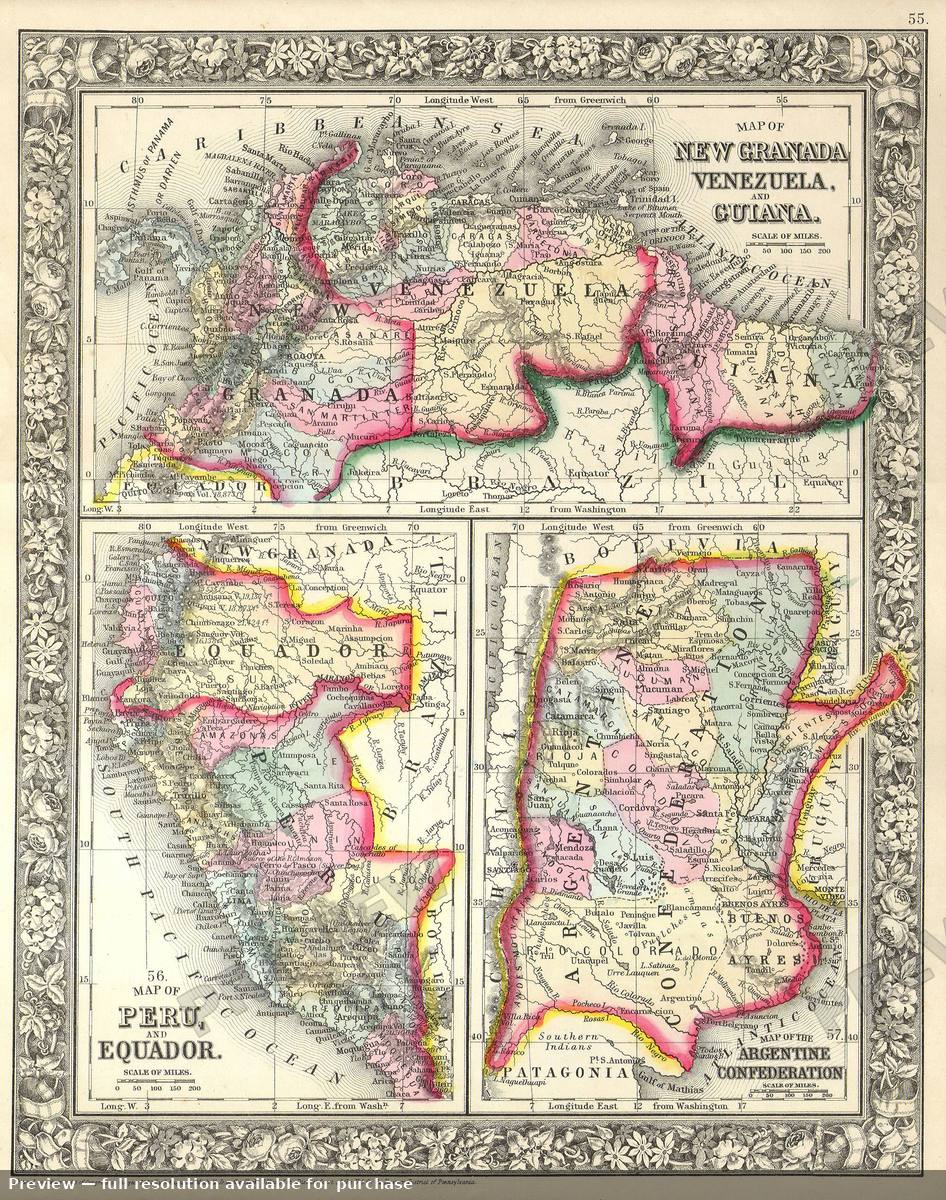 Antique map: Peru, 1863