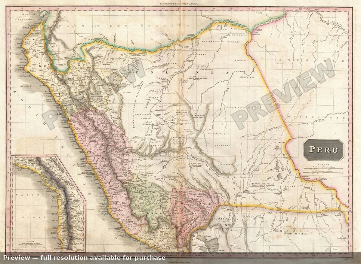 Antique map: Peru, 1818