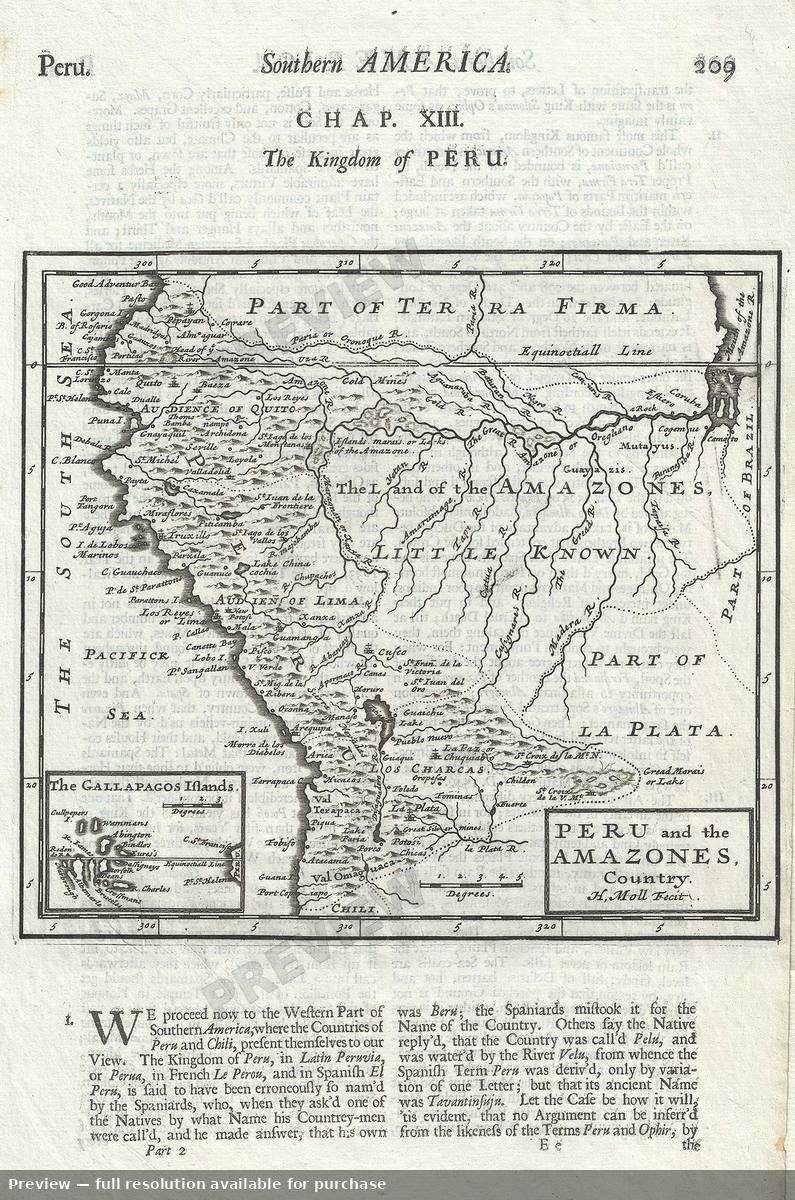 Antique map: Peru Amazones, 1701, 1701