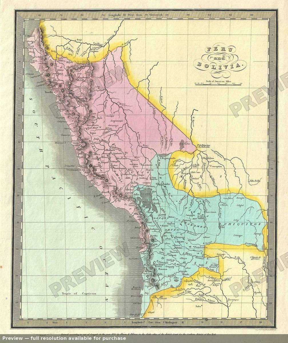 Antique map: Peru Bolivia, 1835