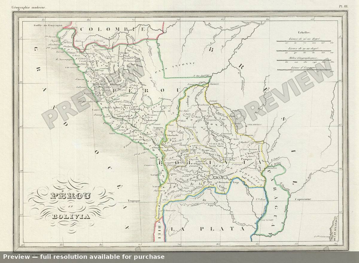 Antique map: Peru Bolivia, 1843, 1843
