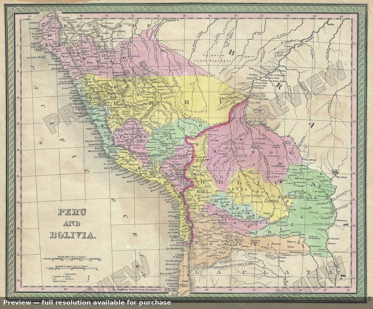 Antique map: Peru Bolivia, 1850, 1850